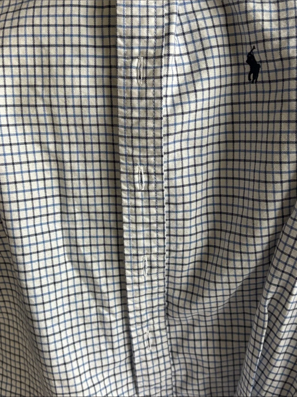Ralph Lauren White Shirt with Blue Windowpane Check